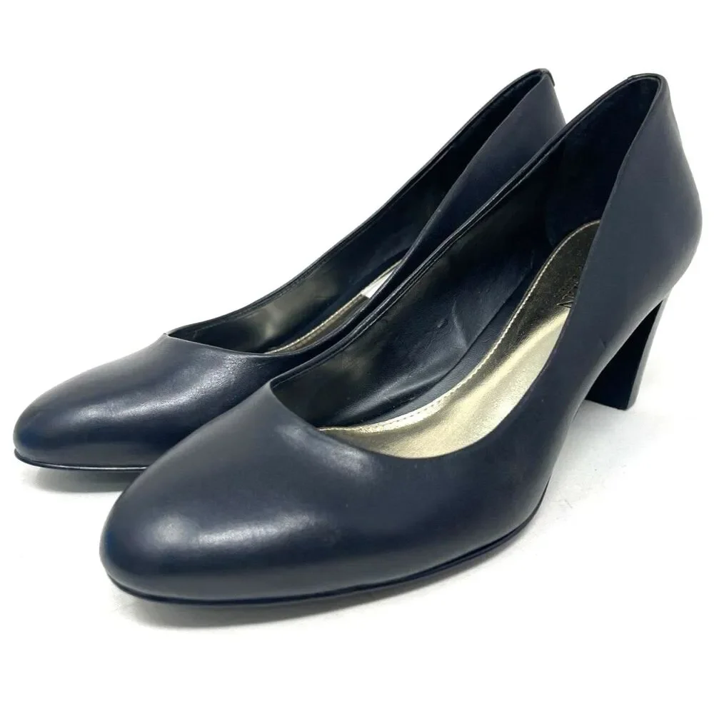 Ralph Lauren Black Leather 3” Pumps Block Heels Women’s Size 8M *Excellent - Picture 2 of 9